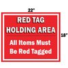 5S Supplies 5S Red Tag Area Sign Aluminum Hanging Sign V6 22in x 18in HS-REDTAG-V6